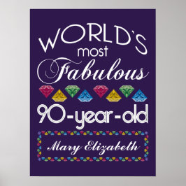 90誕生日で最も素晴らしいカラフル宝石の紫 ポスター