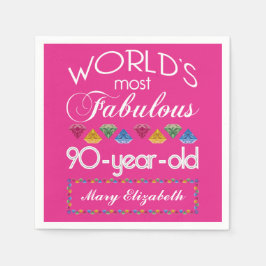 90誕生日で最も素晴らしいカラフル宝石ピンク スタンダードカクテルナプキン