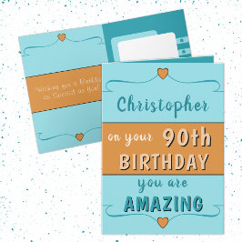 90誕生日に名前blue orangeを追加 カード
