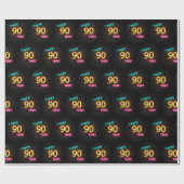 90誕生日のネオンサインオンブリック ラッピングペーパー (フラット)