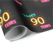 90誕生日のネオンサインオンブリック ラッピングペーパー (ロールコーナー)