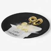 90誕生日の金ゴールドバルーン（白） ペーパープレート (アングル)