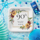 90誕生日ひまわり ペーパープレート (パーティー)