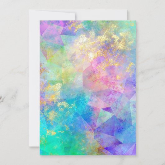 90誕生日アクアグリーン数々のファイアオパール金ゴールドグラム 招待状 (裏面)