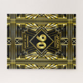 90誕生日アールデコ金ゴールドブラック素晴らしギャツビー ジグソーパズル (横)