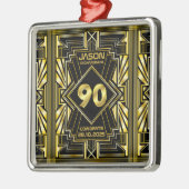 90誕生日アールデコ金ゴールドブラック素晴らしギャツビー メタルオーナメント (左)