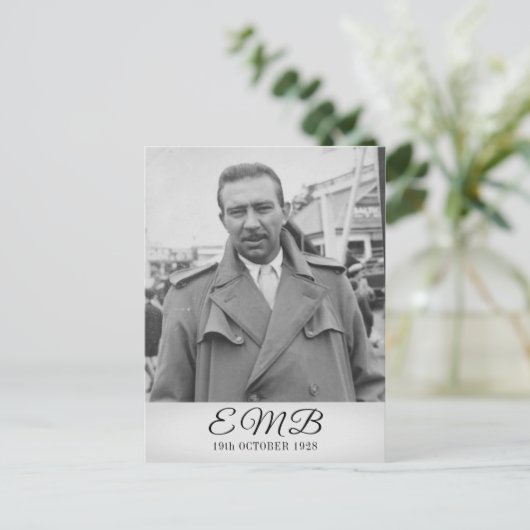 90誕生日エレガントフォトモノグラム男性誕生日 ポストカード (スタンド正面)