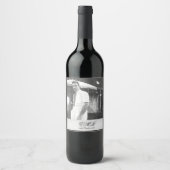 90誕生日エレガントフォトモノグラム白黒 ワインラベル (正面)