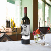 90誕生日エレガントフォトモノグラム白黒 ワインラベル