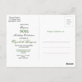 90誕生日エレガントフォトモノグラム誕生日 ポストカード (裏面)