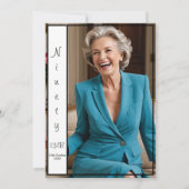 90誕生日エレガントフォトモノグラム誕生日 招待状 (裏面)