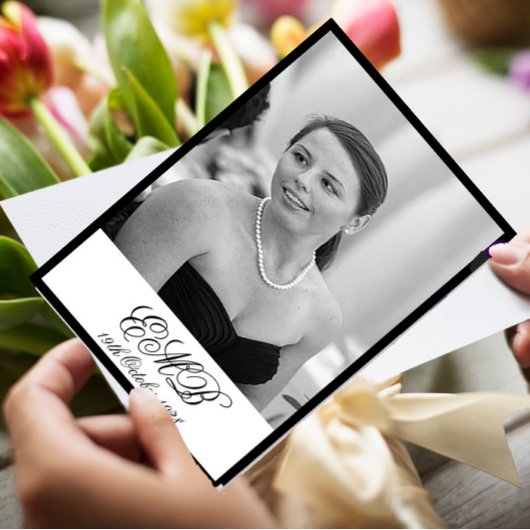 90誕生日エレガントフォトモノグラム誕生日 招待状