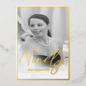 90誕生日エレガントフォト誕生日招待状 箔招待状 (正面)