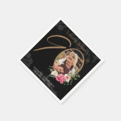 90誕生日エレガントフローラブラックカスタム金ゴールド スタンダードカクテルナプキン (角)