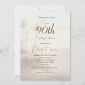 90誕生日オス熱帯ヴィンテージパーム誕生日 招待状 (正面)