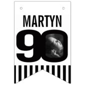 90誕生日カスタムフォト白黒 バンティングフラッグ (第1の旗)