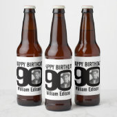 90誕生日カスタム写真名ラベル ビールラベル (ボトル)