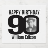 90誕生日カスタム写真名ラベル ビールラベル (シングルラベル)