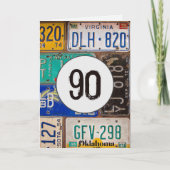 90誕生日カード用Rustyライセンスプレート カード (正面)