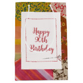 90誕生日キルトパターン ミディアムペーパーバッグ (正面)