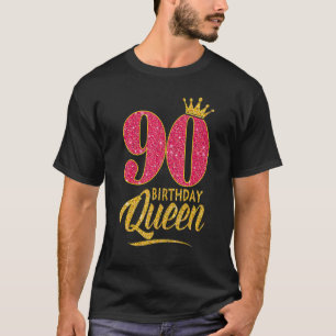90誕生日クイーン90歳ガールクラウンピンク Tシャツ