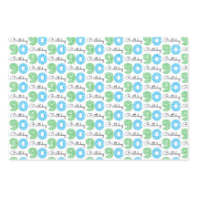 90誕生日グリーンブルー包装紙シート