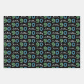 90誕生日グリーンブルー包装紙シート ラッピングペーパーシート (正面3)