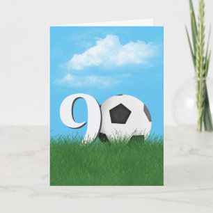 90誕生日サッカーボールinグリーングラス カード