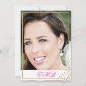 90誕生日スタイリッシュ写真金ゴールドモダンエレガント 招待状 (正面)