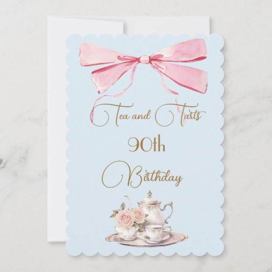 90誕生日ティーアンドタートボーエレガント招待状 (裏面)