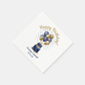 90誕生日ネイビーブルーバルーンケーキ スタンダードカクテルナプキン (角)