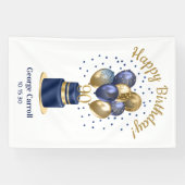 90誕生日ネイビーブルーバルーンケーキ 横断幕 (横)