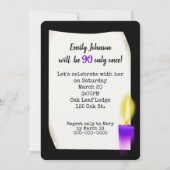 90誕生日ネオンサインとキャンドル 招待状 (裏面)
