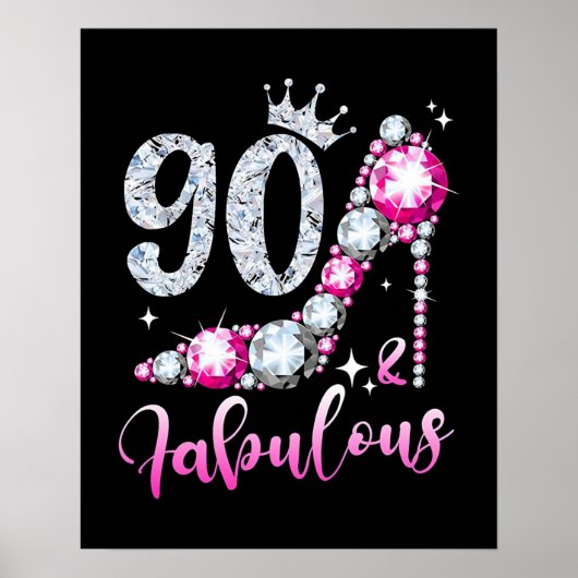 90誕生日ハイヒールシューズクラウンダイヤモンド ポスター (正面)
