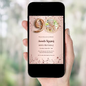 90誕生日バラ金ゴールドフォトスターラグジュアリー 招待状