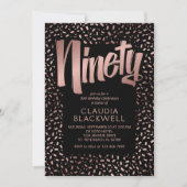 90誕生日バラ金ゴールド紙吹雪 招待状 (正面)