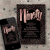 90誕生日バラ金ゴールド紙吹雪 招待状