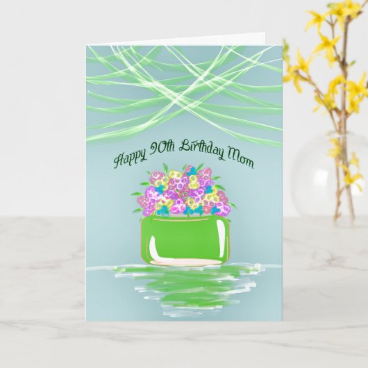 90誕生日パステル花ママ用カード カード (黄色い花)
