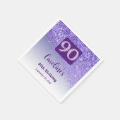 90誕生日パープかわいらしルグリッター スタンダードカクテルナプキン (角)