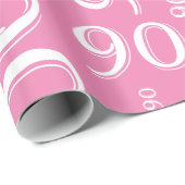 90誕生日ピンクと白の乱数パターン ラッピングペーパー (ロールコーナー)