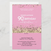 90誕生日ピンクグリッターキャンディバーラッパー (正面/裏面)