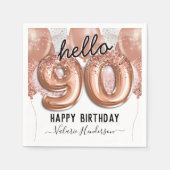 90誕生日ピンクグリッターバルーンナプキンズ スタンダードカクテルナプキン (正面)