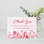 90誕生日ピンクローズ渦巻形のハートありがとう (スタンド正面)