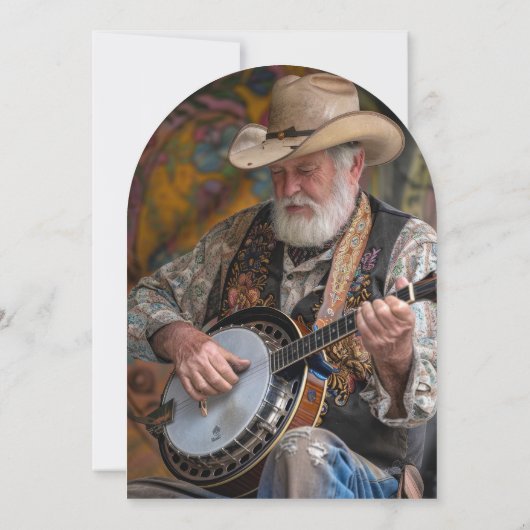 90誕生日フォトカウボーイ素朴ハットブーツ 招待状 (裏面)