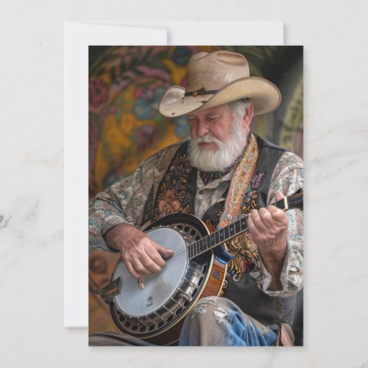 90誕生日フォトカウボーイ素朴ハットブーツ 招待状 (裏面)