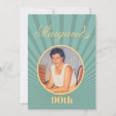 90誕生日フォトサンレイズ金ゴールドカラー招待状 招待状 (正面)