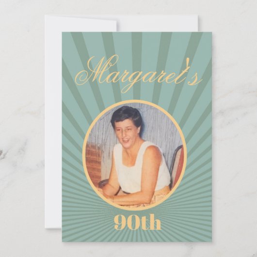 90誕生日フォトサンレイズ金ゴールドカラー招待状 招待状 (正面)