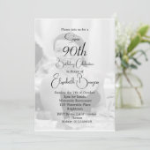 90誕生日フォトホワイトブラックエレガント誕生日 招待状 (スタンド正面)