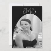 90誕生日フォトホワイトブラックエレガント誕生日 招待状 (裏面)