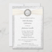 90誕生日フォト招待状 – シルバー&ホワイト 招待状 (裏面)